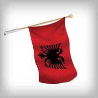 realistic illustration of Albania flags waving on the wall. The set is in the collection vector