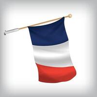 Realistic illustration of France flags waving on the wall. The set is in the collection vector