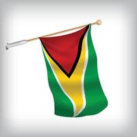 Realistic illustration of Guyana flags waving on the wall. The set is in the collection vector