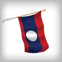 Realistic illustration of Laos flags waving on the wall. The set is in the collection vector
