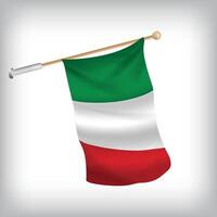 Realistic illustration of Italy flags waving on the wall. The set is in the collection vector