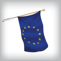 Realistic illustration of European Union flags waving on the wall. The set is in the collection vector