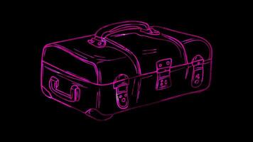 Neon frame effect, Luggage on black background video