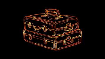 Neon frame effect, Luggage on black background video