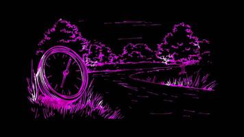 Neon frame effect, Speedometer on black background video