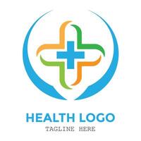 Colorful professional medical logo with a cross in the middle customize design vector