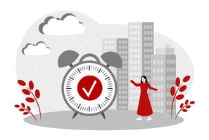 Alarm clock with a tick. The concept of successful time management and productivity vector
