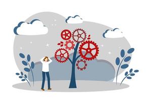 A tree of gears. The concept of thinking, creativity and development vector