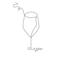 one line art wine glass illustration. line art, one continuous line, simple, hand drawn and sketch style. for icons, symbols, signs or logos vector