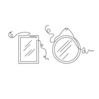 one line art mirror illustration. line art, one continuous line, simple, hand drawn and sketch style. for icons, symbols, signs or logos vector