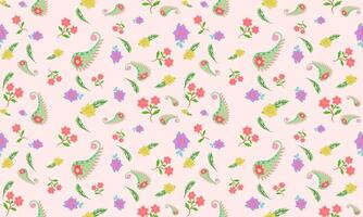 A pattern with flowers and leaves on a pink background vector