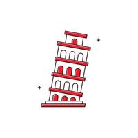 Tower of Pisa Icon Design vector