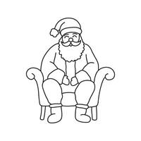 Cute Santa Claus sits in a chair in doodle style. vector
