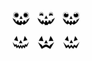Halloween pumpkin faces set of four vector
