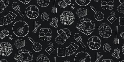 Chalkboard Bakery Cooking Recipe Seamless Pattern in Vintage Style vector