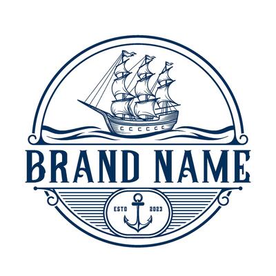 vintage sailboat logo design. marine tourism design
