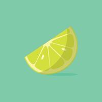 Half lemon citrus fruit isolated on green background. vector