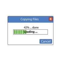 Progress bar of file copying template. vector