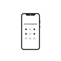 Screen lock authentication password smartphone background template. Illustration of phone ID recognition screen lock password or lock screen passcode numbers display. vector