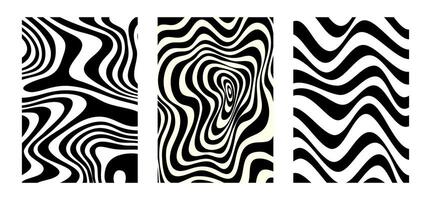 Psychedelic black and white pattern. Abstract wavy zebra background. vector