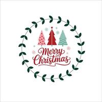 Merry Christmas Card with Colorful Stylized Trees vector