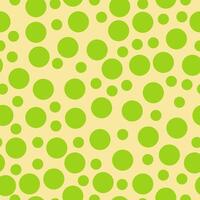 Seamless pattern of green circles of different diameters on a yellow background, positive pattern of round elements for design vector