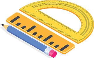 Isometric School Geometry Tools with Pencil vector