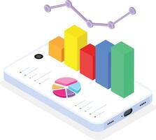 3D Isometric Data Visualization on Mobile Device vector