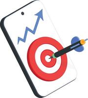 Mobile Target with Dart and Growth Arrow vector