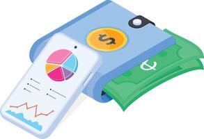Digital Wallet with Financial Analytics Concept vector