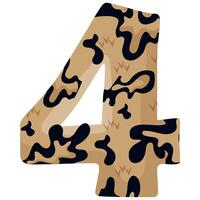 number 4 design for new year with animal design namely with detailed skin spots of common yellow boa vector