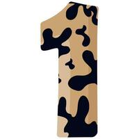 design of the number 1 for the new year with an animal design, namely with the spots of a common yellow boa vector