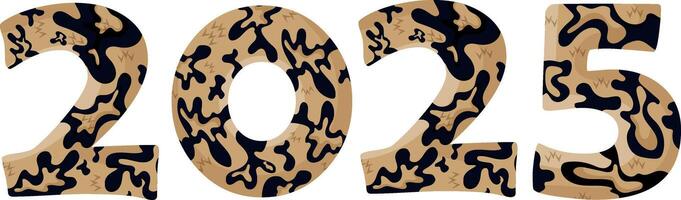 design 2025 for the new year with an animal design, namely with detailed spots of the skin of a common yellow boa vector