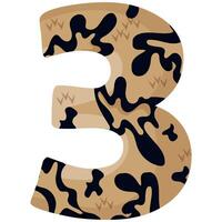 number 3 design for new year with animal design namely with detailed skin spots of common yellow boa vector