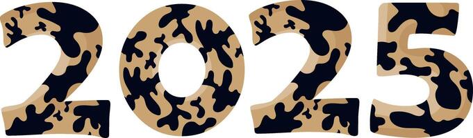 design 2025 for new year with animal design namely with black spots of common yellow boa vector