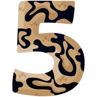 number 5 design for the new year with an animal design, namely with detailed spots of the skin of a common yellow boa vector