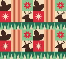 Geometric Christmas Pattern with Reindeer, Bird, Stars and Trees vector