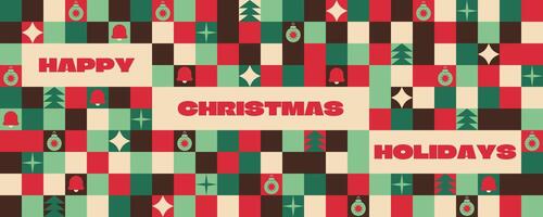 Modern Christmas holiday banner with geometric shapes in minimalist style vector