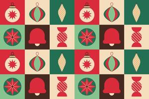 Retro Christmas Ornament Pattern in Geometric Squares vector