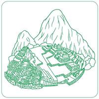lineart macchu pichu peru draw vector