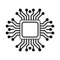 CPU icon or modern line symbol. line art and icon design with bold outline. Black and white Pixel Perfect minimalistic symbol isolated white background. Silhouette simple thin sign vector