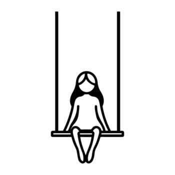 swing icon or modern line symbol. line art and icon design with bold outline. Black and white Pixel Perfect minimalistic symbol isolated white background. Silhouette simple thin sign vector