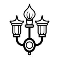 sconce icon or modern line symbol. line art and icon design with bold outline. Black and white Pixel Perfect minimalistic symbol isolated white background. Silhouette simple thin sign vector