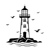 lighthouse icon or modern line symbol. line art and icon design with bold outline. Black and white Pixel Perfect minimalistic symbol isolated white background. Silhouette simple thin sign vector