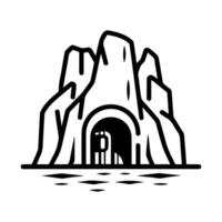 cave icon or modern line symbol. line art and icon design with bold outline. Black and white Pixel Perfect minimalistic symbol isolated white background. Silhouette simple thin sign vector