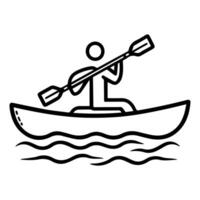 kayak icon or modern line symbol. line art and icon design with bold outline. Black and white Pixel Perfect minimalistic symbol isolated white background. Silhouette simple thin sign vector