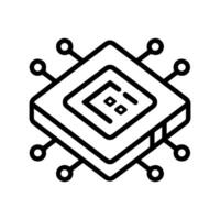 CPU icon or modern line symbol. line art and icon design with bold outline. Black and white Pixel Perfect minimalistic symbol isolated white background. Silhouette simple thin sign vector