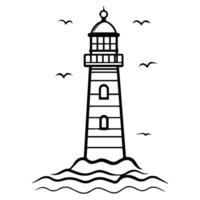 lighthouse icon or modern line symbol. line art and icon design with bold outline. Black and white Pixel Perfect minimalistic symbol isolated white background. Silhouette simple thin sign vector