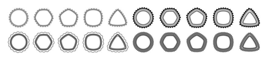 Abstract frame in rope ornament style set. Frames designed with rope-like ornament patterns vector