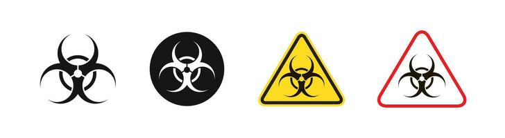 Biohazard sign set. Biohazard symbols in bold black and yellow vector